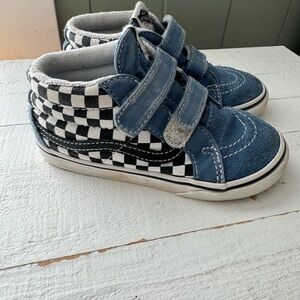 Blue high top checkered vans size 10